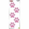 Hot Stuff Sticker Sparkling Pink Paw Prints Medium, Vinyl