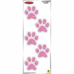 Hot Stuff Sticker Sparkling Pink Paw Prints Medium, Vinyl