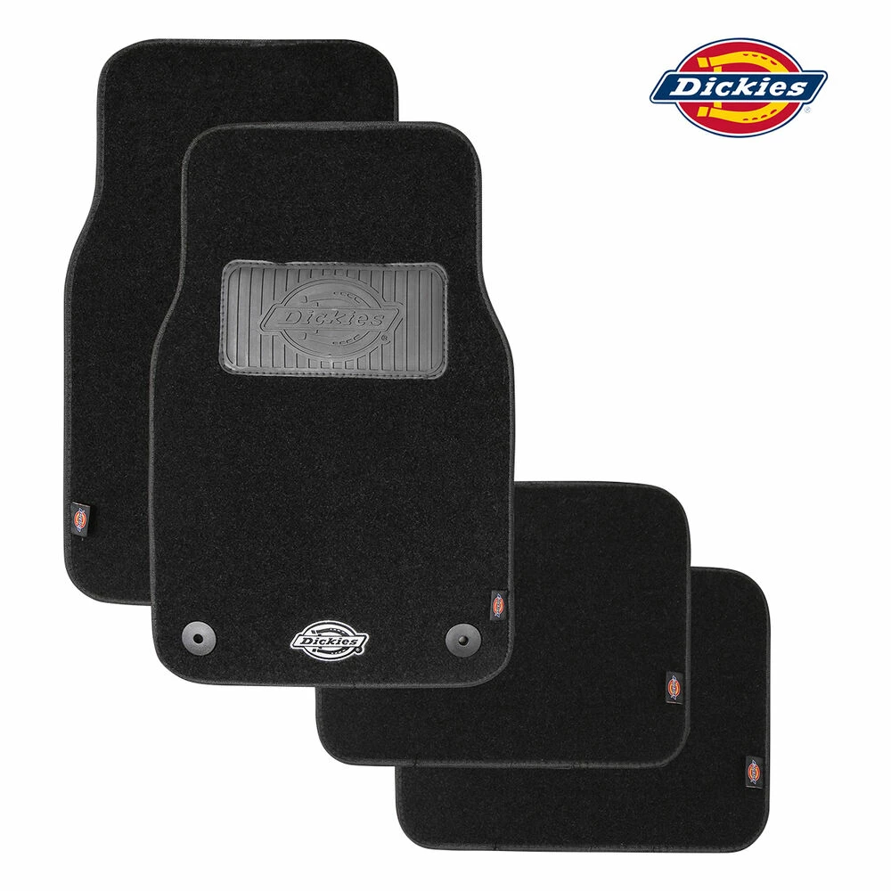 Dickies Carpet OG Black/White Logo Floor Mats Black Set Of 4 - Image 4