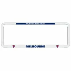 AFL Number Plate Frame Set - Melbourne Football Club, 6 Figure Clear Standard