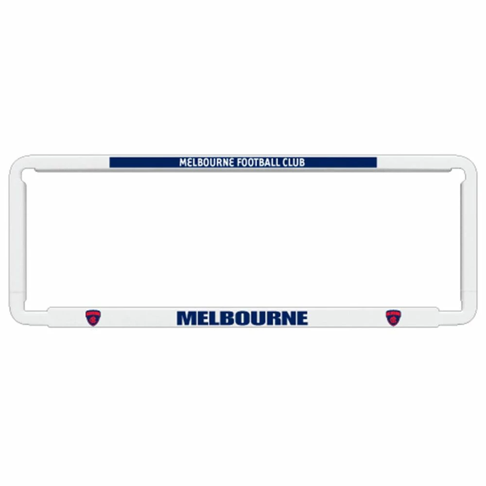 AFL Number Plate Frame Set - Melbourne Football Club, 6 Figure Clear Standard